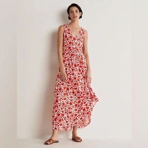 Boden Sienna Jersey Maxi Dress Red & White Floral Size 16